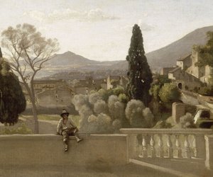A Villa dEste kertjei Tivoliban alkotó: Jean Baptiste Camille Corot